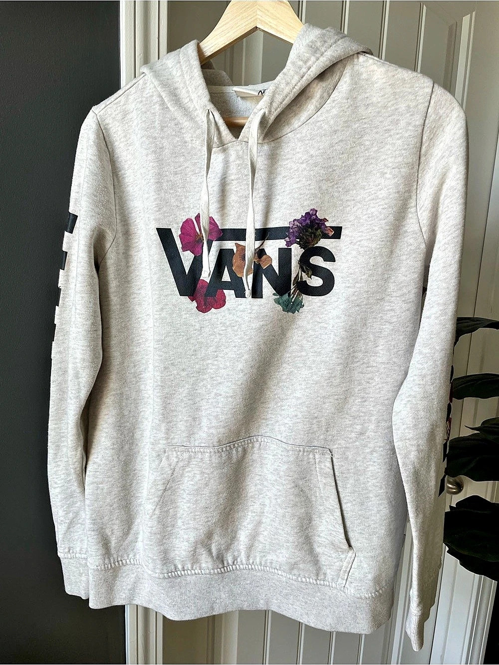 Vans Tangled Pressed Floral Heather Gray Graphic Hoodie Women’s Size M | Spot**